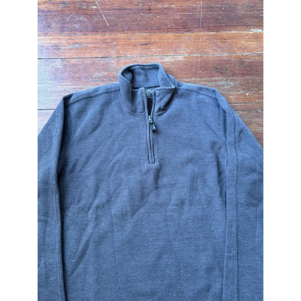 Eddie Bauer Mens‎ Gray Heather Quarter Zip Fleece Pullover Sweater Jacket Medium